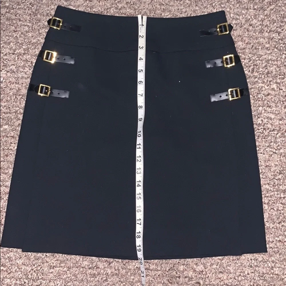 etcetera black double slits buckled pencil skirt M